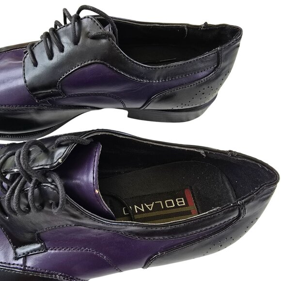 Mens Bolano Purple & Black Leather Oxford Dress Shoes Wing Tip Size 11 JJ4101 - Picture 11 of 12